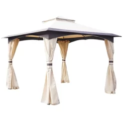 Outsunny 10' X 10' Outdoor Gazebo With Mesh Netting Sidewalls For Shade And Rain, Patio Gazebo Canopy With 2-Tier Soft Top Roof And Steel Frame For Lawn, Garden, Backyard And Deck -Quality Garden Outdoor Store GUEST a7378995 0334 4ba4 a603 ff506dadb31d