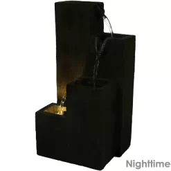 Sunnydaze Decor Sunnydaze Indoor Home Office Polyresin Faux Wooden Tiered Columns Tabletop Fountain With LED Lights - 13" -Quality Garden Outdoor Store GUEST a79760aa a6fb 43a5 849a 4cc000bae782