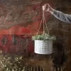Small Multi Pattern Metal, Jute & Wood Hanging Planter - Foreside Home & Garden