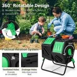 Costway Dual Chamber Compost Tumbler Outdoor Rotating Chamber Compost Bin 34.5 Gallon -Quality Garden Outdoor Store GUEST a9854585 5ce3 4949 830f 519cc6c77c7e