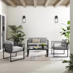 Hamilton Outdoor Metal 4 Piece Conversation Set - Matte Black - Crosley 21 Hamilton Outdoor Metal 4 Piece Conversation Set - Matte Black - Crosley -Quality Garden Outdoor Store GUEST a9f96d20 ab96 4c64 8749 9696324c9f13