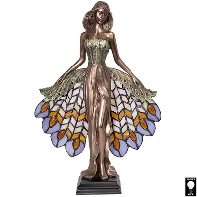 Design Toscano Peacock Priestess Tiffany-Style Stained Glass Illuminated Sculpture 1 Design Toscano Peacock Priestess Tiffany-Style Stained Glass Illuminated Sculpture