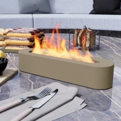 Aoodor Concrete Tabletop Fire Pit Portable Mini Small Tabletop Fireplace Rectangular Brown For Indoor & Outdoor - Bio Ethanol Fuel -Quality Garden Outdoor Store GUEST aa618008 38e9 44c9 a2ec 5067a1788926