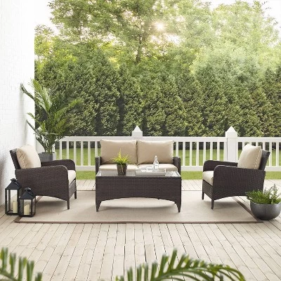 Kiawah 4 Piece Outdoor Wicker Conversation Set- Sand - Crosley 5 Kiawah 4 Piece Outdoor Wicker Conversation Set- Sand - Crosley - Image 5