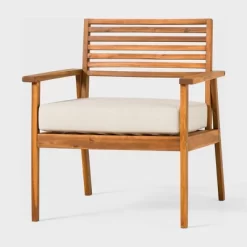 Saracina Home Mid-Century Modern Slatted Outdoor Acacia Arm Chair -Quality Garden Outdoor Store GUEST ab173419 b518 4843 a683 bb848e668a5e