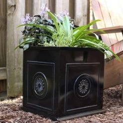 Southern Patio CMX-042426 Colony 16 Inch Square Resin Ceramic Indoor Outdoor Garden Box Planter Pot For Flowers, Herbs, Vegetables, And Plants, Black -Quality Garden Outdoor Store GUEST abc5b09c ab8f 4457 b01e 65bc22b5dfe0