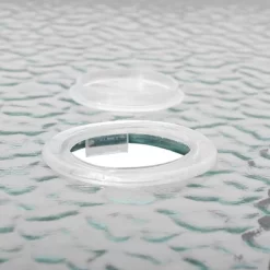 Square Patio Bar Height Table With Tempered Glass Top & Umbrella Hole - Brown - Crestlive Products