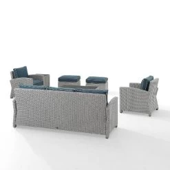 Bradenton 7pc Outdoor Wicker Sofa And Arm Chair Seating Set With Coffee Table, Side Table And 2 Ottomans - Navy/Gray - Crosley 16 Bradenton 7pc Outdoor Wicker Sofa And Arm Chair Seating Set With Coffee Table, Side Table And 2 Ottomans - Navy/Gray - Crosley -Quality Garden Outdoor Store GUEST ac282453 f7b6 4749 a0ab f5bb510c98fa