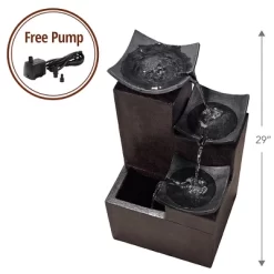 Teamson Home Outdoor Modern Stone-Look 4-Tier Floor Fountain, Brown -Quality Garden Outdoor Store GUEST ac29d5cb 1fbe 4fc2 8c9c a97e031950af