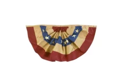 Briarwood Lane Burlap Patriotic Embroidered Bunting USA 48" X 24" Pleated Banner With Brass Grommets