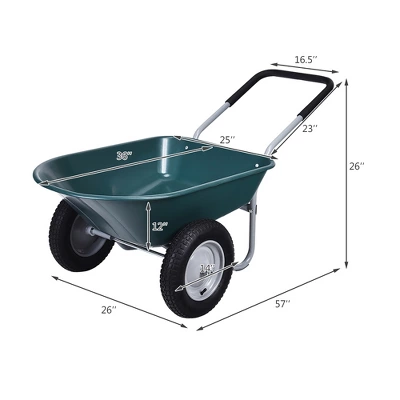Costway 2 Tire Wheelbarrow Cart Heavy-duty Dolly Utility Cart Green 3 Costway 2 Tire Wheelbarrow Cart Heavy-duty Dolly Utility Cart Green - Image 3