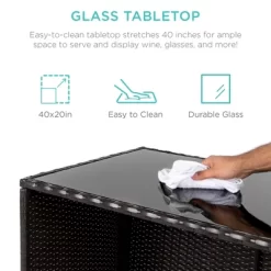 Best Choice Products 3-Piece All-Weather Wicker Bar Table Set For Patio, Backyard W/ 2 Stools, Glass Tabletop - Brown -Quality Garden Outdoor Store GUEST ad8f0cdc bd88 4437 a217 901692e0f707