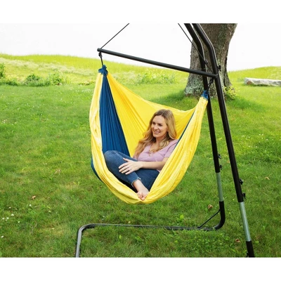 Ceara 3 Bar Hammock Swing Chair - Yellow/Blue - Sol Living 2 Ceara 3 Bar Hammock Swing Chair - Yellow/Blue - Sol Living - Image 2