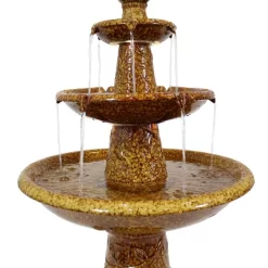 Sunnydaze Decor Sunnydaze 43"H Electric Ceramic 3-Tier Floral Motif Outdoor Water Fountain With LED Lights -Quality Garden Outdoor Store GUEST ae759af1 1752 4b84 b0a3 235ae2678c91