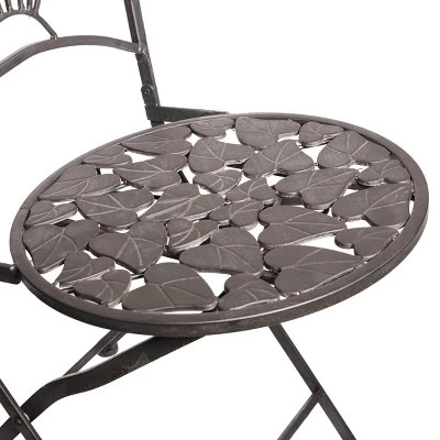 3pc Iron Garden Bistro Set With Leaf Design Brown - Alpine Corporation 4 3pc Iron Garden Bistro Set With Leaf Design Brown - Alpine Corporation - Image 4