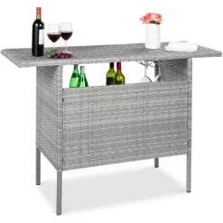 Best Choice Products Outdoor Patio Wicker Bar Counter Table W/ 2 Steel Shelves, 2 Sets Of Rails -Quality Garden Outdoor Store GUEST aede1aad 1759 464e 9584 6fce486ed0fe