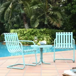 Crosley Gracie 3-Piece Metal Patio Chat Set - Blue
