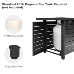 Tangkula 9 PCS Rattan Dinning Set Wicker Sofa W/Propane Gas Fire Pit 60,000 Btu Heater -Quality Garden Outdoor Store GUEST afb11881 9897 43cb b507 ed5f5bb9717c