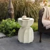 LuxenHome Off White With Gray Cement Hourglass Side Table