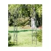 Achla Designs 92" Elegant Handcrafted Lattice Iron Garden Arbor Graphite Powder Coated Finish