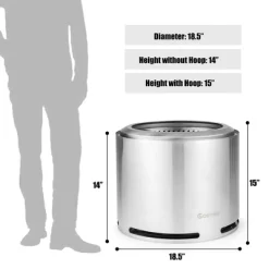 Costway 18.5'' Smokeless Fire Pit 304 Stainless Steel Stove Bonfire With Waterproof Cover -Quality Garden Outdoor Store GUEST b09d1f7e c19f 4f37 857d 79e299ad842e