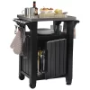 Keter Unity Portable 40 Gal Outdoor Table And Storage Cabinet W/ Accessory Hooks, Stainless Steel Top For Patio Kitchen Island Or Bar Cart