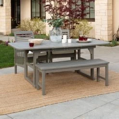 Ravenscroft 4pc Extendable Acacia Wood Outdoor Dining Set - Saracina Home -Quality Garden Outdoor Store GUEST b20e0fe7 9276 456a 86ae 1099a38eba59
