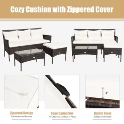 Tangkula 3 PCS Patio Furniture Set Outdoor All Weather Wicker Conversation Set W/Cushioned Ottoman & Side Table 16 Tangkula 3 PCS Patio Furniture Set Outdoor All Weather Wicker Conversation Set W/Cushioned Ottoman & Side Table -Quality Garden Outdoor Store GUEST b213d59e c8da 4b8e bb04 85c624d9a4b3