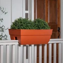 Evergreen 24" Railing Planter, Terra Cotta