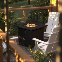 Flash Furniture Outdoor 50,000 BTU Black 28"Square Metal Fire Pit Table With Lid And Lava Rock -Quality Garden Outdoor Store GUEST b2b8dc78 fb1d 48e3 846a a0a3ab22ac4b