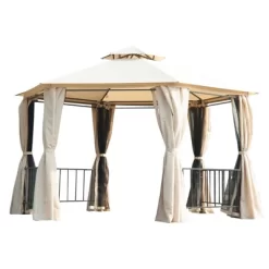Outsunny 13' X 13' Outdoor Patio Gazebo Canopy Pavilion With Removable Mesh Netting, Curtains, Double Tiered Roof, UV Protection & Large Floor Space -Quality Garden Outdoor Store GUEST b36f507d 31d5 4a78 84eb d59892a9fd39