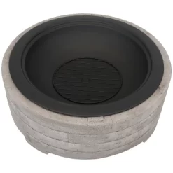 Sunnydaze Decor Sunnydaze Outdoor Large Round Faux Stone Fire Pit With Handles, Log Poker, And Spark Screen - 35" - Gray -Quality Garden Outdoor Store GUEST b3a6212e 004d 432b 9010 3efee53c4d25