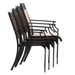 5pc Outdoor Dining Set With Sling Chairs & Metal Round Table With Umbrella Hole - Black - Captiva Designs -Quality Garden Outdoor Store GUEST b3f22a1f 4a4f 447d b6d9 8b37b31459d6