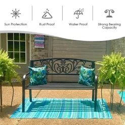 Costway 50'' Patio Park Garden Bench Porch Chair Steel Frame Cast Iron Backrest 11 Costway 50'' Patio Park Garden Bench Porch Chair Steel Frame Cast Iron Backrest -Quality Garden Outdoor Store GUEST b4d21fd5 8a87 49b2 bb21 f39a423a99c0