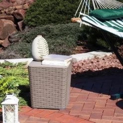 Sunnydaze Decor Sunnydaze Rattan Design Outdoor Side Table With Storage - 11.5-Gal. -Quality Garden Outdoor Store GUEST b5677396 90c8 44ec 9eef 3877a6c27379