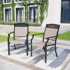 5pc Outdoor Dining Set With Sling Chairs & Metal Round Table With Umbrella Hole - Black - Captiva Designs -Quality Garden Outdoor Store GUEST b66356b2 0a66 49a4 9ae1 f7ef2d39e9b8