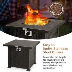 Costway 30" Gas Fire Pit Table 50,000 BTU Square Propane Fire Pit Table W/ Cover -Quality Garden Outdoor Store GUEST b68f4c35 0680 43c4 9457 7f69a1d18040