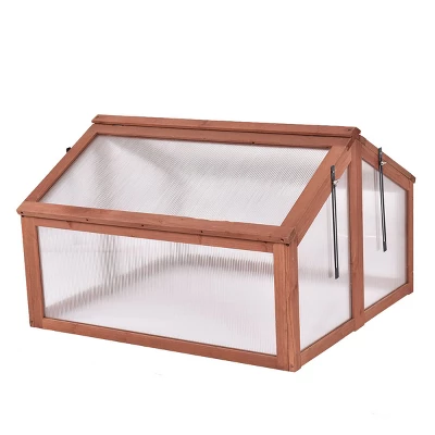Costway Double Box Garden Wooden Green House Cold Frame Raised Plants Bed Protection 2 Costway Double Box Garden Wooden Green House Cold Frame Raised Plants Bed Protection - Image 2