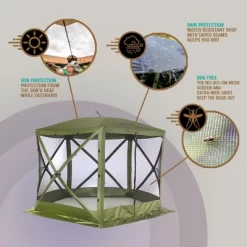 CLAM Quick-Set Venture Portable Pop-Up Outdoor Camping Gazebo Screen Tent Sided Canopy Shelter With Ground Stakes And Carry Bag -Quality Garden Outdoor Store GUEST b7a27789 ef4e 4620 8474 70e82a432429