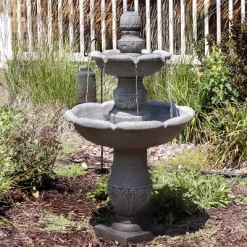 Sunnydaze Decor Sunnydaze 50"H Electric Fiberglass Reinforced Concrete 2-Tier French Garden Design Outdoor Water Fountain, Dusty Gray -Quality Garden Outdoor Store GUEST b7d0d340 7702 48e4 a759 40a007165877