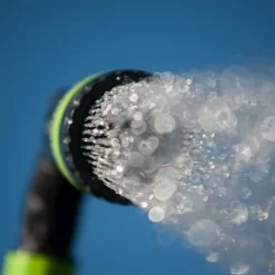 JumpFlex AquaJet Multi-Spray Sprinkler Water Hose Attachment For Outdoor Trampolines With Adjustable Head And 6 Spray Settings, Black/Green