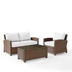 Bradenton 3pc Outdoor Conversation Set With Loveseat & Armchair With Coffee Table - Crosley -Quality Garden Outdoor Store GUEST b809dfe3 dfa6 4851 8d36 5183fd95848d