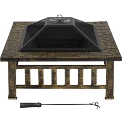 Yaheetech 34in Fire Pit Table Outdoor Patio Fire Pits Square Steel Stove With Mesh Screen And Cover -Quality Garden Outdoor Store GUEST b83e55f5 54ee 43ac bde3 921cc86d3dd0