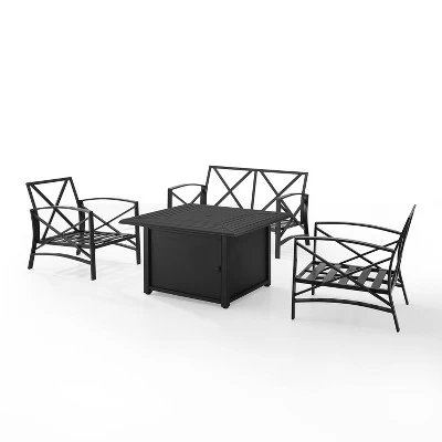 Kaplan 4pc Outdoor Conversation Set With Dante Fire Table - Oatmeal - Crosley 3 Kaplan 4pc Outdoor Conversation Set With Dante Fire Table - Oatmeal - Crosley - Image 3