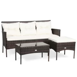 Tangkula 3 PCS Patio Furniture Set Outdoor All Weather Wicker Conversation Set W/Cushioned Ottoman & Side Table 21 Tangkula 3 PCS Patio Furniture Set Outdoor All Weather Wicker Conversation Set W/Cushioned Ottoman & Side Table -Quality Garden Outdoor Store GUEST b8ce796d 2dd2 4a10 832f b2c7049fd1fc