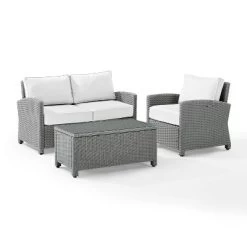 Bradenton 3pc Outdoor Conversation Set With Loveseat & Armchair With Coffee Table - Crosley -Quality Garden Outdoor Store GUEST b8f1f374 f369 446d b9c7 9135c9078e6c