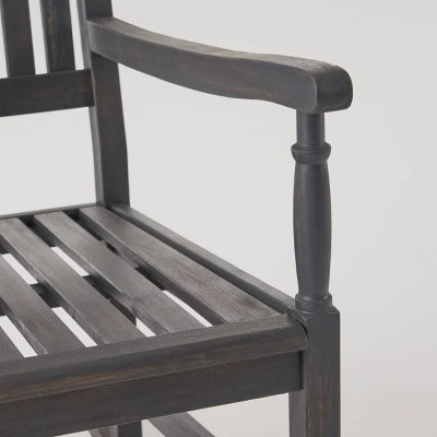 Arcadia Acacia Wood Rocking Chair Dark Gray - Christopher Knight Home 3 Arcadia Acacia Wood Rocking Chair Dark Gray - Christopher Knight Home - Image 3