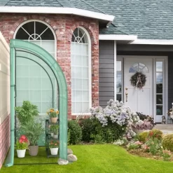 Costway 7'x 3.5'x 7' Lean-to Greenhouse Portable Wall House With Green PE Cover And Shelf -Quality Garden Outdoor Store GUEST b9965e16 5ad1 4126 b726 c21b4e356bb4