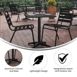 Emma And Oliver 23.5'' Square Aluminum Indoor-Outdoor Table With Base -Quality Garden Outdoor Store GUEST b9a26ec5 5b43 4fb9 9401 d19d6a14172e
