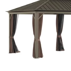 Outsunny Patio Gazebo 12' X 20', Netting & Curtains, 2 Tier Double Vented Steel Roof, Hardtop, Ceiling Hooks, Rust Proof Aluminum, Brown -Quality Garden Outdoor Store GUEST b9ffe46e 7adc 463c 9383 3a4d63f88bf3